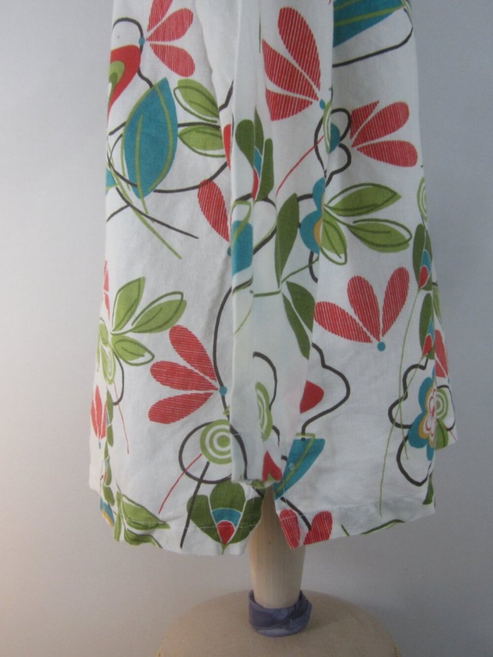 Hot Cotton Women M Multicolor Floral Print 3/4 Sleeve Linen Cotton Tunic Top - Picture 7 of 8